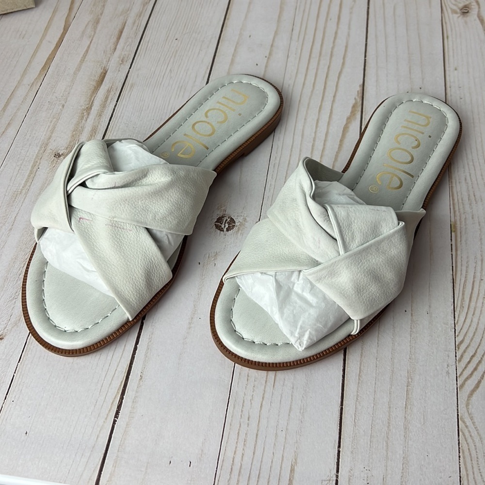 Elegant White Sandals Nicole Effie, beach, vacation, white sandals, flat